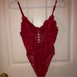 Exciting Red lace bodysuit